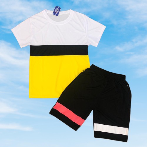 Bộ thun lạnh đồ bộ 2D mẫu Phối Vàng cam kết chất lượng cao sản phẩm đồ thể thao nam thun lạnh - DungTheThao