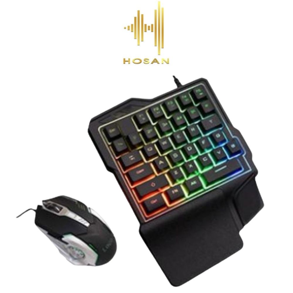 Combo Bàn phím giả cơ một tay HOSAN GK103 và chuột gaming V2