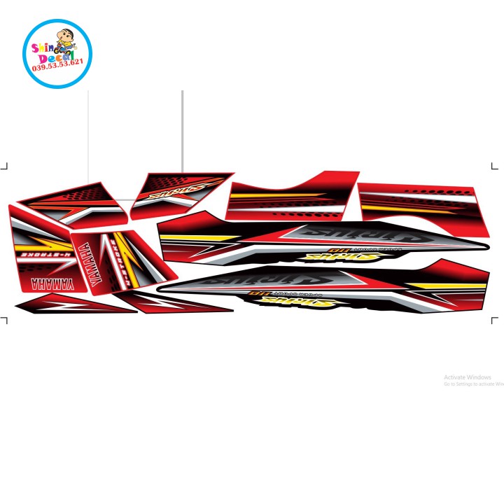 Tem xe SIRIUS ĐỎ ĐEN MẪU 1