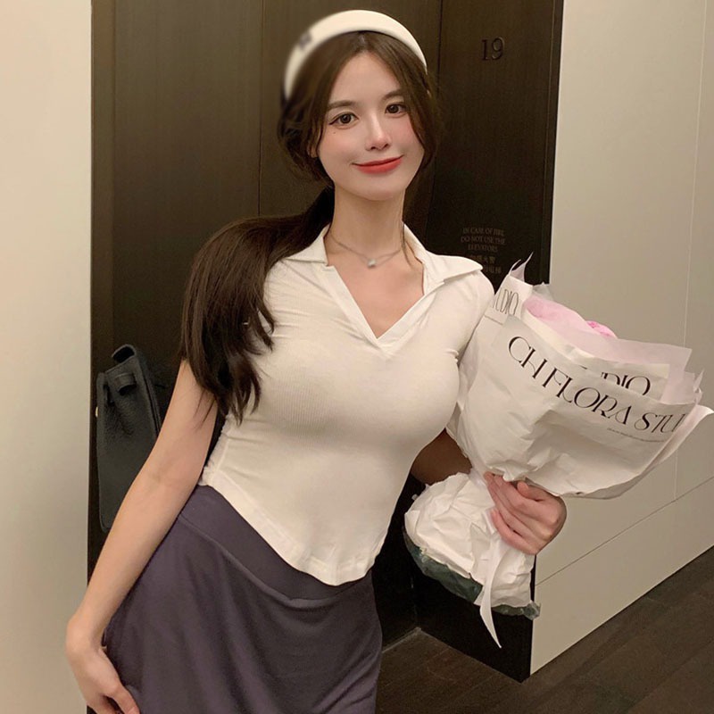 Áo Thun Tay Ngắn Cổ Chữ V Thời Trang Mùa Hè Dành Cho Nữ