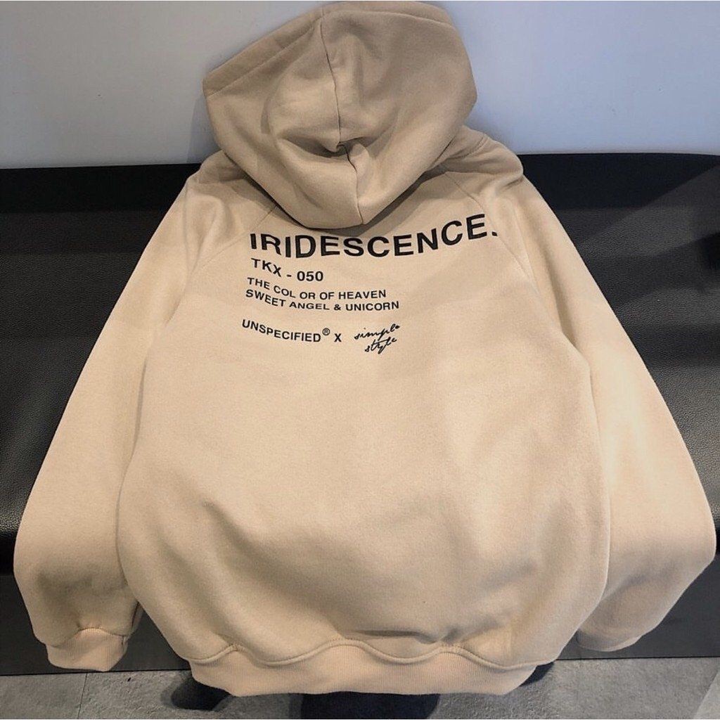 ÁO KHOÁC HOODIE NỈ IRIDESCENCE ÁO NỈ FORM RỘNG NAM VÀ NỮ