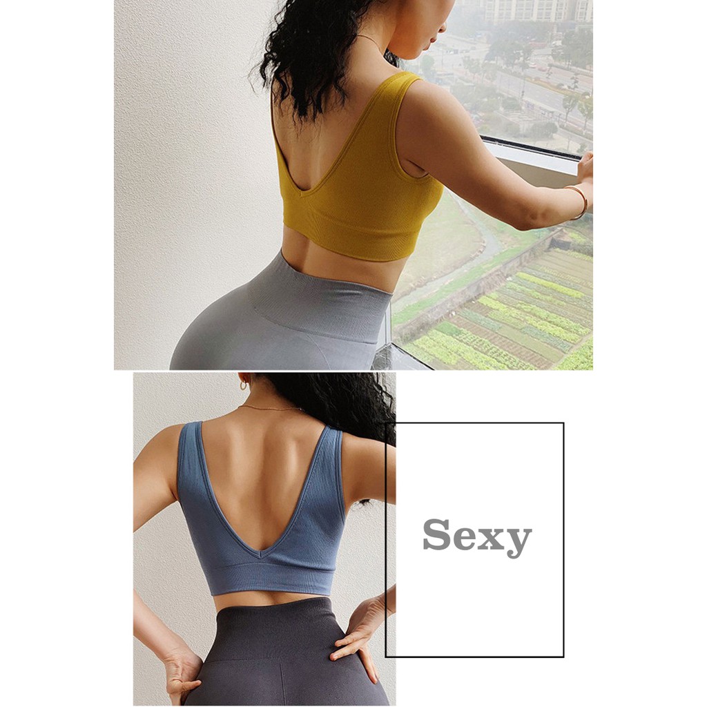 Áo bra Yoga Gym gân tăm CAO CẤP lưng chữ V SÀNH ĐIỆU | BigBuy360 - bigbuy360.vn