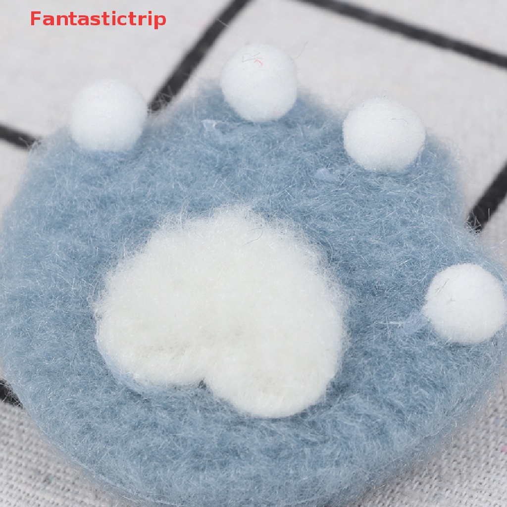 [Fantastictrip] Set 2 Ghim Cài Áo Ba Lô / Túi Xách Hình Móng Mèo Hoạt Hình Bằng Lông Nhung Dễ Thương Mới