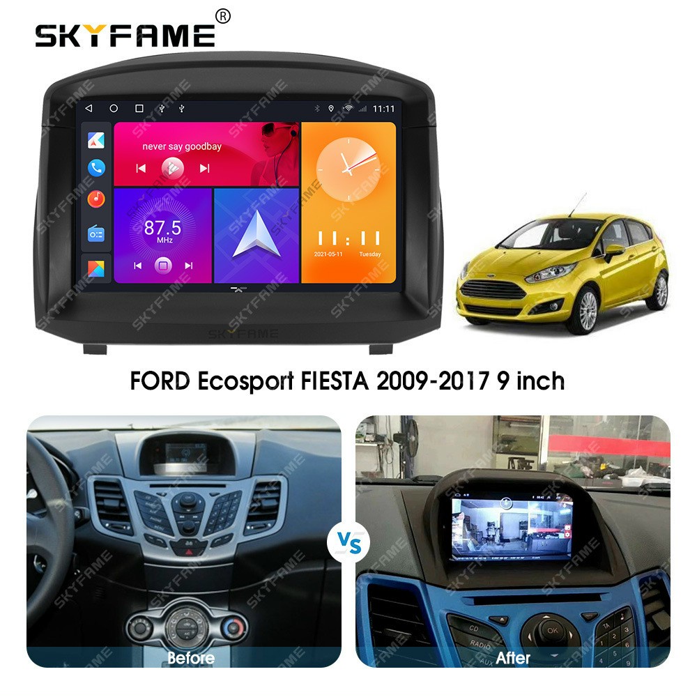 MẶT DƯỠNG LẮP MÀN HÌNH ANDROID CHO XE FORD FIESTA 2009-2017 KÈM JACK NGUỒN