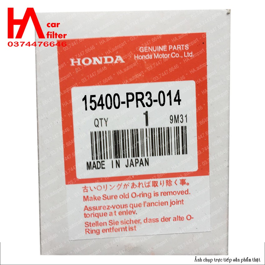 Lọc nhớt Honda Accord. Mã 15400-PR3-014