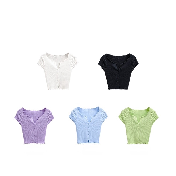 DUNEA Áo Thun Dệt Kim Tay Ngắn Thiết Kế Quyến Rũ Thời Trang Cho Nữ