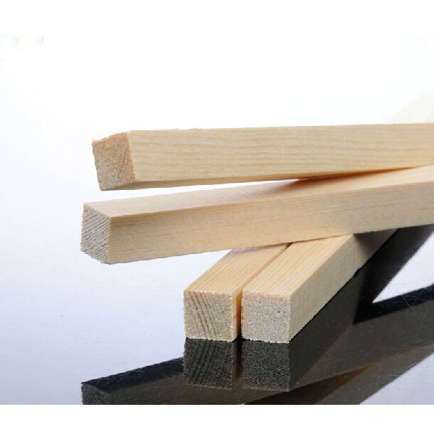 Thanh gỗ thông vuông 1cm x 1cm dài 1m2 làm đồ nội thất, trang trí, được bào láng