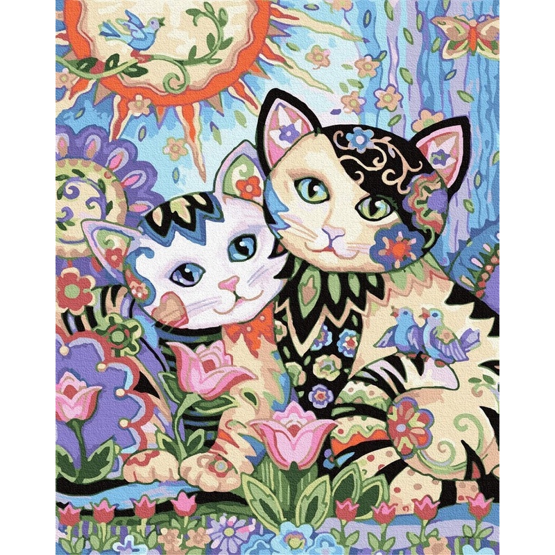 Bộ Tranh Đính Đá Diy Hình Mèo Dễ Thương 30x40cm Trang Trí Nhà Cửa