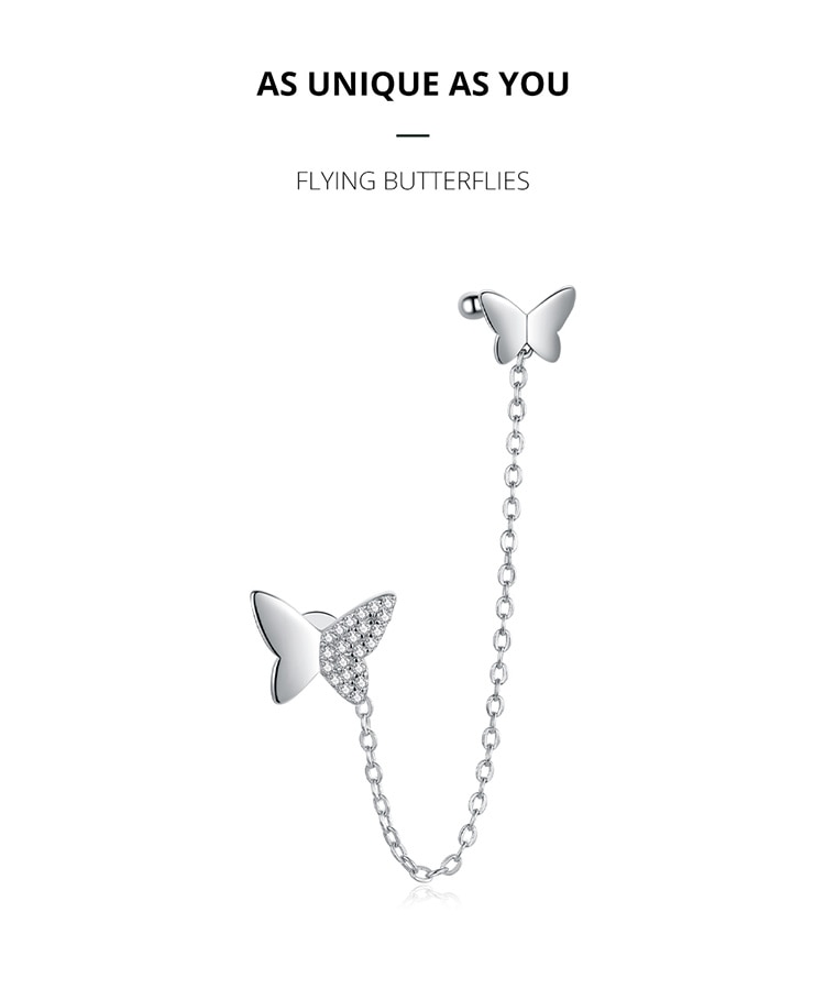 1 Bông Tai Bamoer bạc 925 Hình Bướm Bay Thời Trang Cho Nữ SCE913