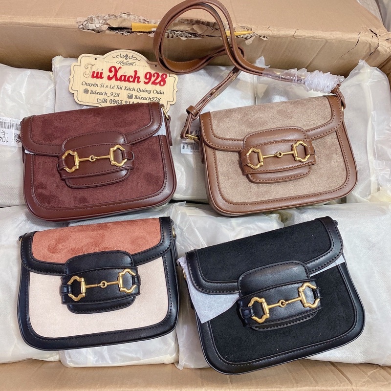 Túi Hà Hồ phối da lộn hàng Quảng Châu không hộp