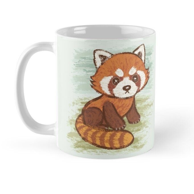 Cốc sứ trắng có quai hình Gấu trúc đỏ Red Panda