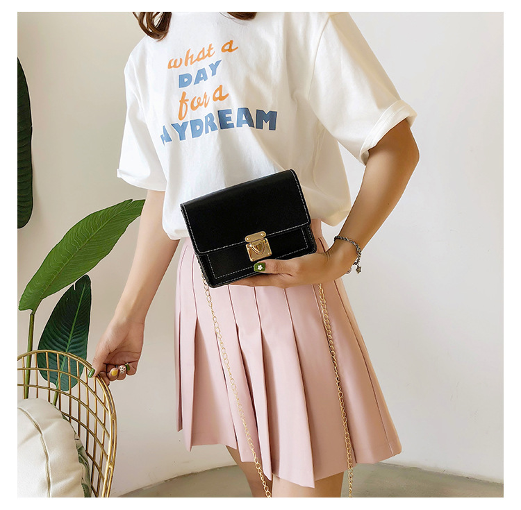 Túi đeo vai JASMIN NOIR hình vuông nhỏ phối dây xích thời trang cho nữ