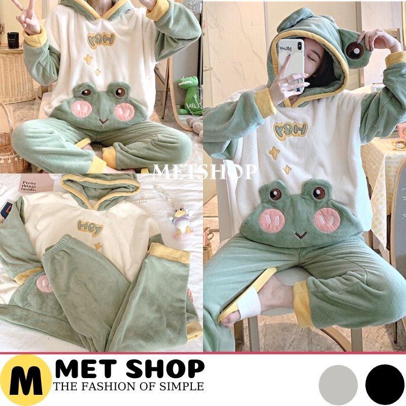 Bộ đồ ngủ mùa đông lông cừu dài tay ,bộ ngủ lông nhung bông mềm mịn ,set mặc nhà cho nữ siêu ấm - METSHOP