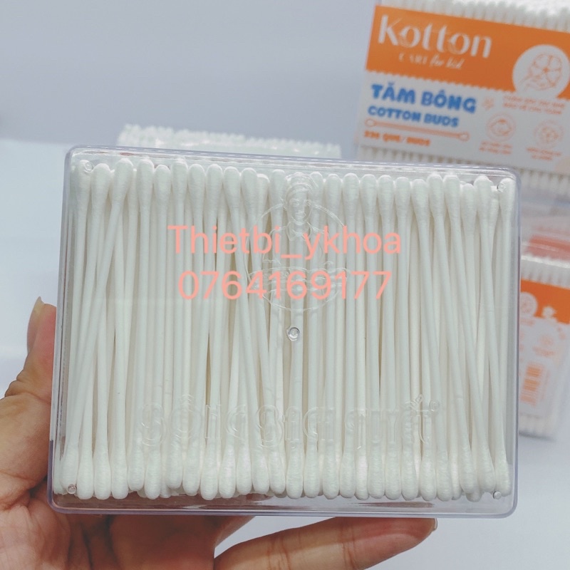 Tăm Bông Kotton Cari For Kid đầu nhỏ HỘP CHỮ NHẬT 336 Que Bông Bạch Tuyết ( Nhãn mới của 330 que Merigo ) - Bông rấy tai