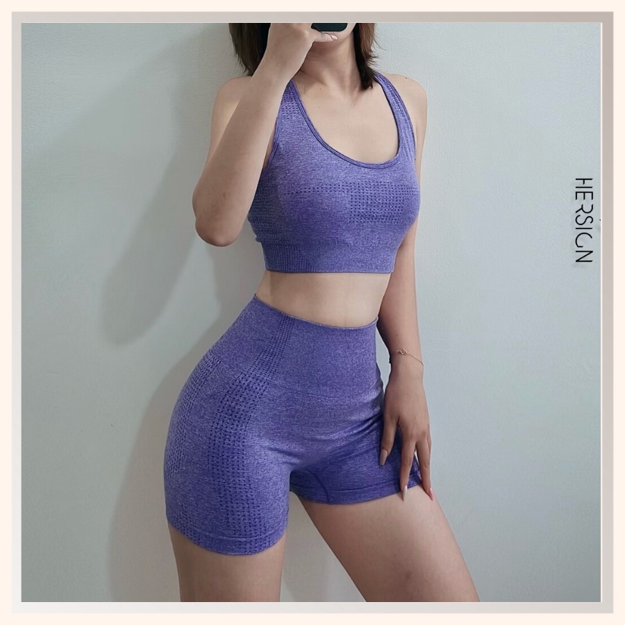 ĐỒ TẬP GYM NỮ BỘ ĐỒ TẬP YOGA NỮ QUẦN ĐÙI ÁO BRA TẬP GYM MẪU MỚI 2022 HERSIGN-SET34