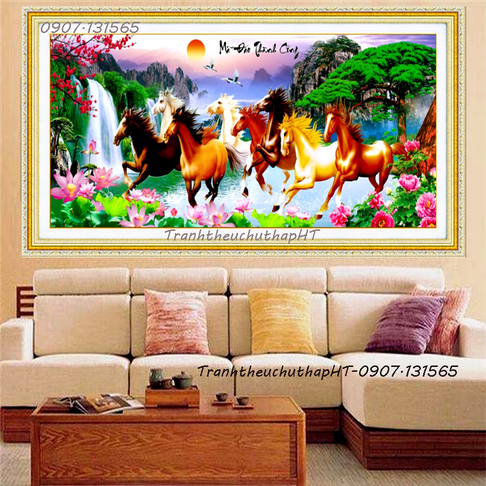 Tranh đính đá Mã đáo thành công 120*60cm, 150*70cm - tự đính