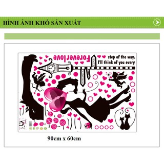 Decal dán tường đôi uyên ương