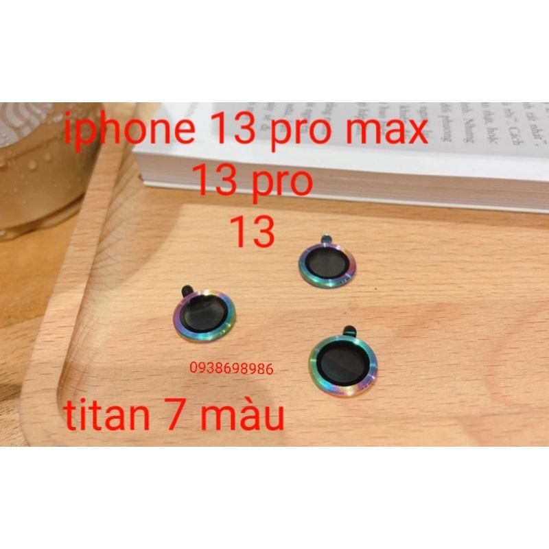 bộ 3 dán camera titan 13 pro max 13 13 pro 13 mini 7 màu cầu vồng