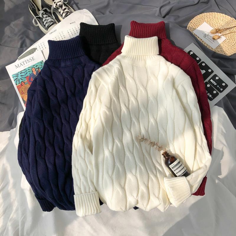 Áo Sweater Cổ Lọ Chất Liệu Dày Dặn Màu Sắc Thời Trang Hàn Quốc Cho Nam Giới Có Size Lớn