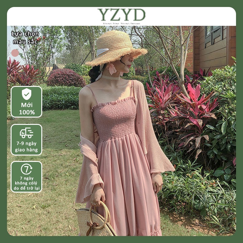 YZYD🌺 Đầm Midi Tay Ngắn Màu Trơn Dáng Rộng Thời Trang Mùa Thu Cho Nữ YZYD-50070