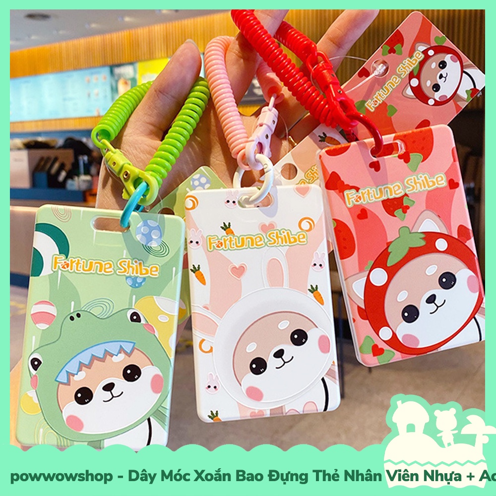 [Sẵn VN - Hỏa Tốc] Dây Móc Khóa Xoắn Lò Xo Bao Đựng Thẻ Nhân Viên Nhựa PC+Acrylic Mẫu Fortune Shibe Shiba Dog