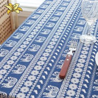 Khăn trải bàn canvas voi xanh