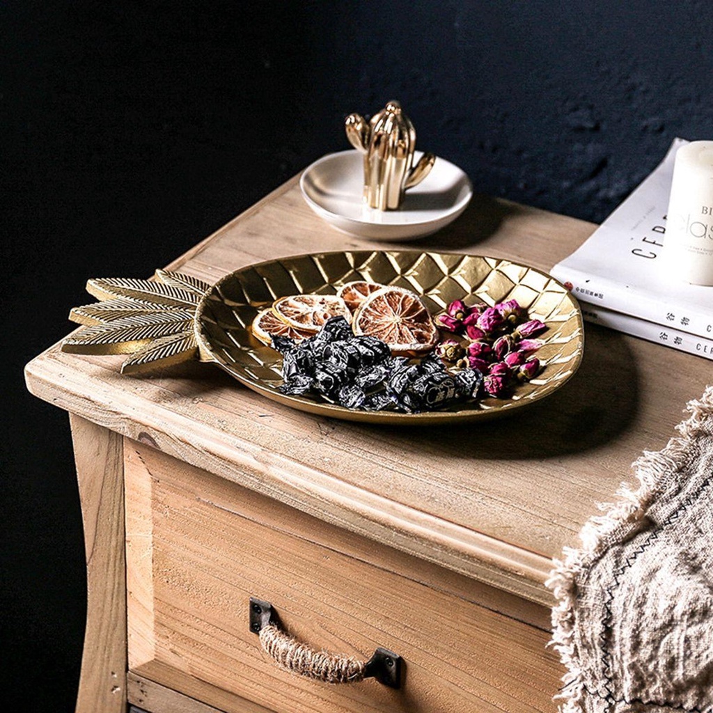 AUGUSTINA Khay Phục Vụ Thức Ăn Vặt Hình Quả Dứa &amp; Lá Cây Để Bàn Trang Trí Nội Thất