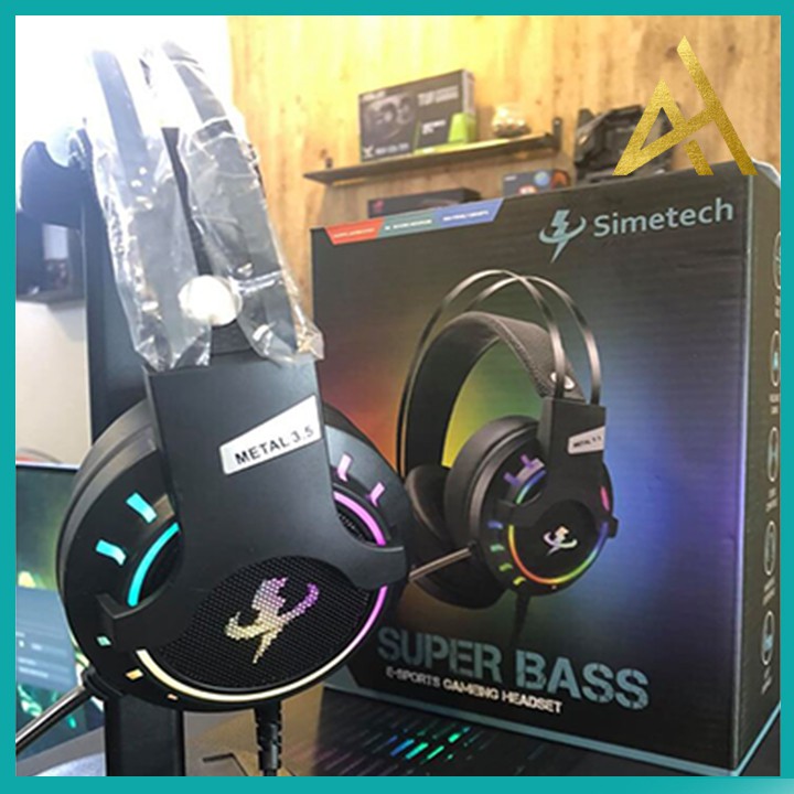 Tai Nghe Gaming Có Dây Headphone Chụp Tai SIMETECH SUPER BASS Đèn LED - Tai Nghe Nhạc Máy Vi Tính Laptop Game Thủ Có Mic | BigBuy360 - bigbuy360.vn