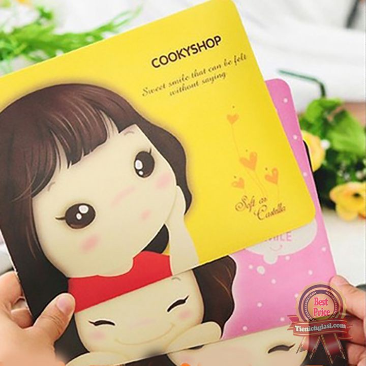 Tấm lót chuột hình cô bé dễ thương cute | Bàn di chuột 22x18cm