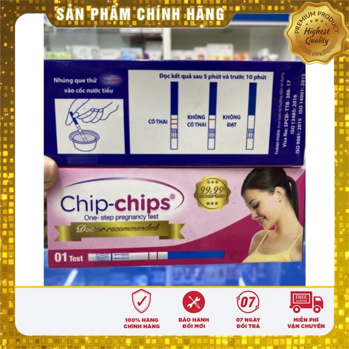 Que thử thai CHIP-CHIPS Que thử thai Chipchips 2 vạch chính xác - test thử thai hai vạch sớm nhanh hiệu quả tức thì
