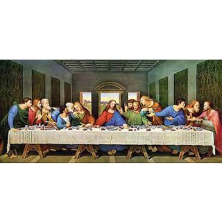 Tranh đính đá đẹp full kín toàn bộ-Tranh bữa tiệc ly +chai leo xịt