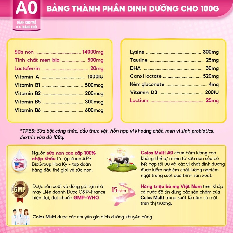 Mama sữa non colos multi A0 350g 25 gói
