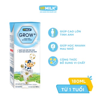 [Old] [SET 4 Hộp 180ml] Sữa Tiệt Trùng VPMilk Grow+ 180ml, Có đường, ít đường