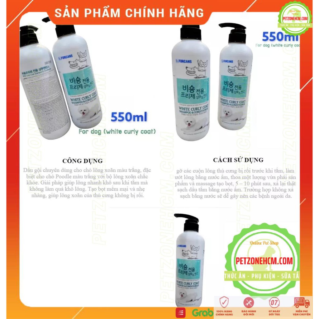 Sữa tắm Forcans White Curly Coat 550ml 💥FREESHIP💥cho chó lông xoăn màu trắng như POODLE TRẮNG (550ML) Forbis