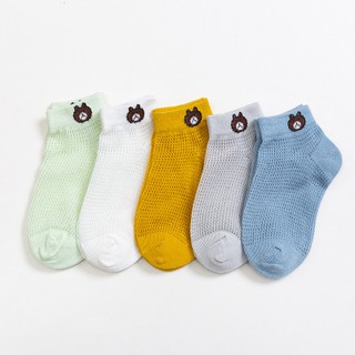 Set 5 Đôi Tất Lưới Hè Thu Hình Gấu Cho Bé, tất lưới nằm điều hoà KILUTA 0-3 tuổi