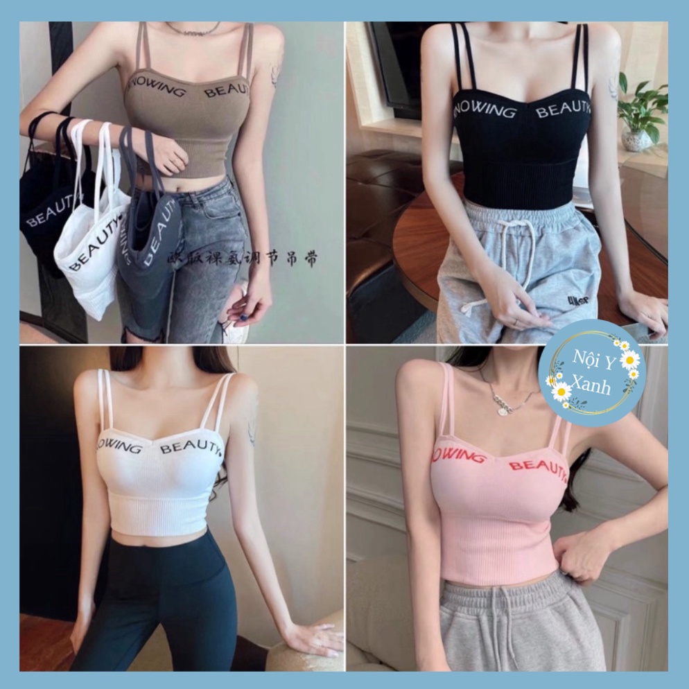 Áo Bra Nữ Dây Kép Cúp Ngực Dáng Lửng Có Đệm Ngực Trend Mới 829 Nội Y Xanh chất thoáng mát cao cấp