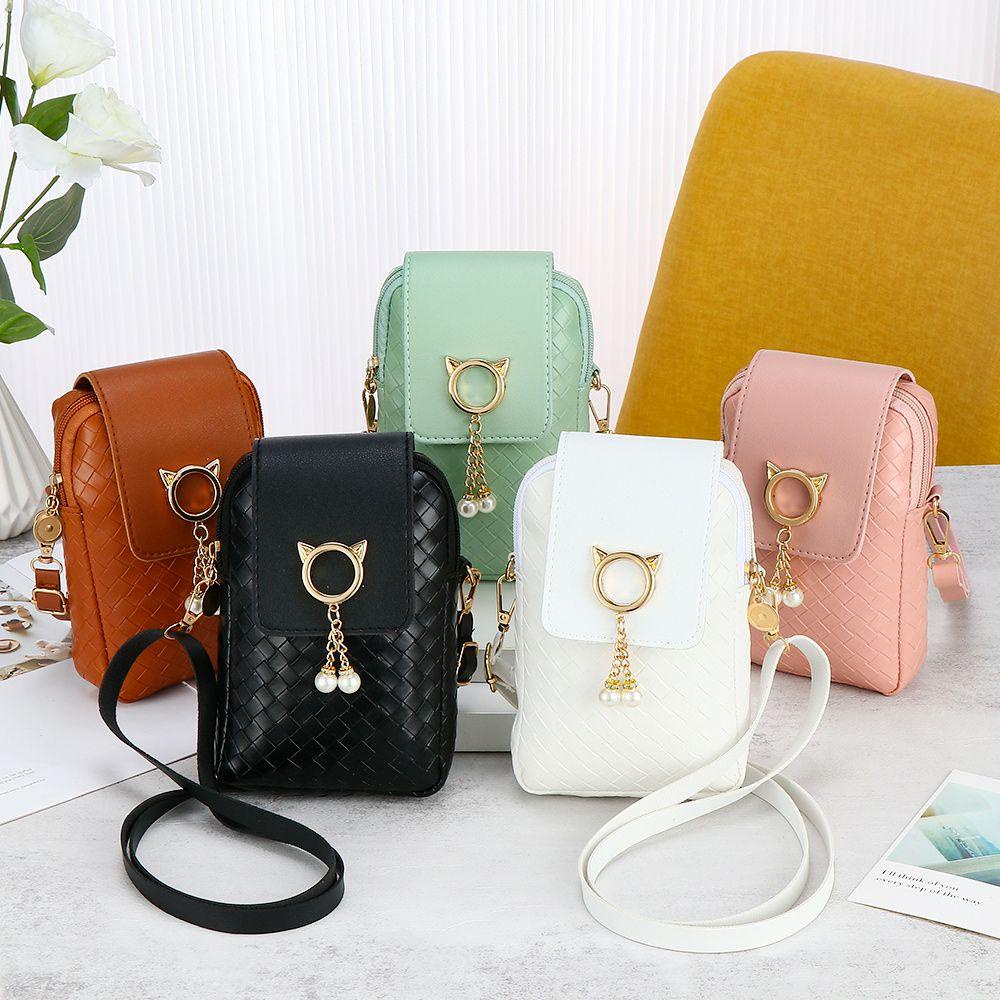 Túi Đeo Chéo Mini Bằng Da PU Đính Tua Rua Và Ngọc Trai Thời Trang Cho Nữ