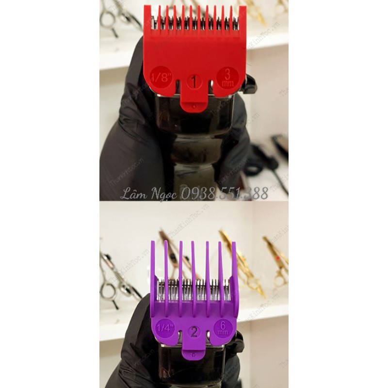 Bộ Cử Cỡ Ngàm Tông Đơ Lưỡi Nhựa Đa Năng 8 cái đủ size màu Cao Cấp Đa Năng