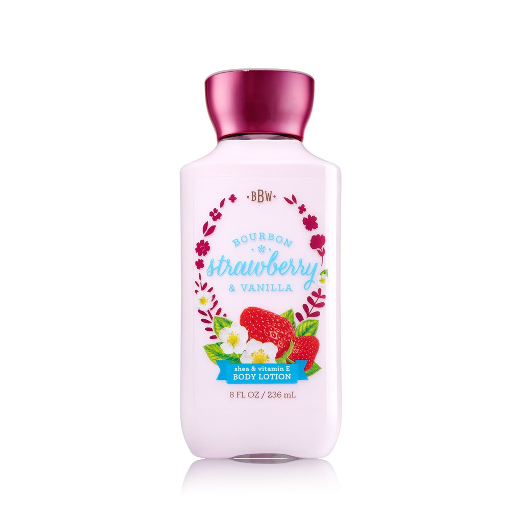 Dưỡng thể giữ ẩm da Bath & Body Works Bourbon Strawberry Vanilla body lotion 236ml (Mỹ)