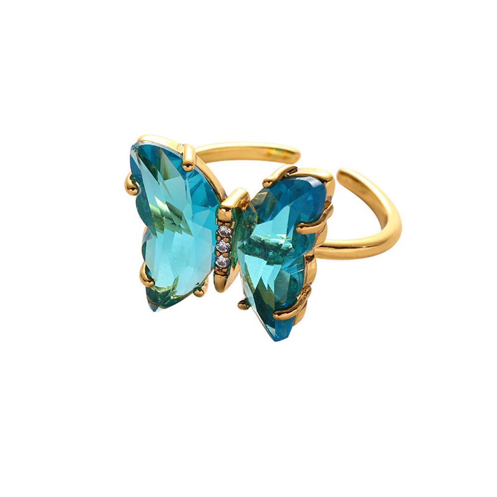 MXGOODS Nhẫn Hình Bướm Trong Suốt Nhiều Màu Thanh Lịch Đơn Giản Cho Nữ