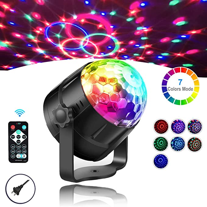 Đèn led, đèn trang trí xoay 7 màu tích hợp cảm ứng nháy theo nhạc dùng cho gia đình, phòng Karaoke, phòng bay