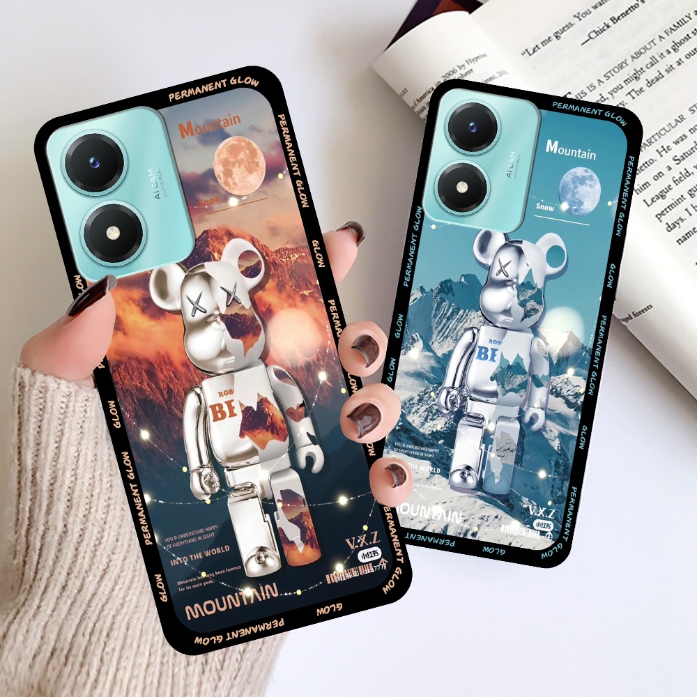 Ốp lưng Vivo Y02s in hình họa tiết Mountain, Be@rbrick dễ thương (T13 - T18)