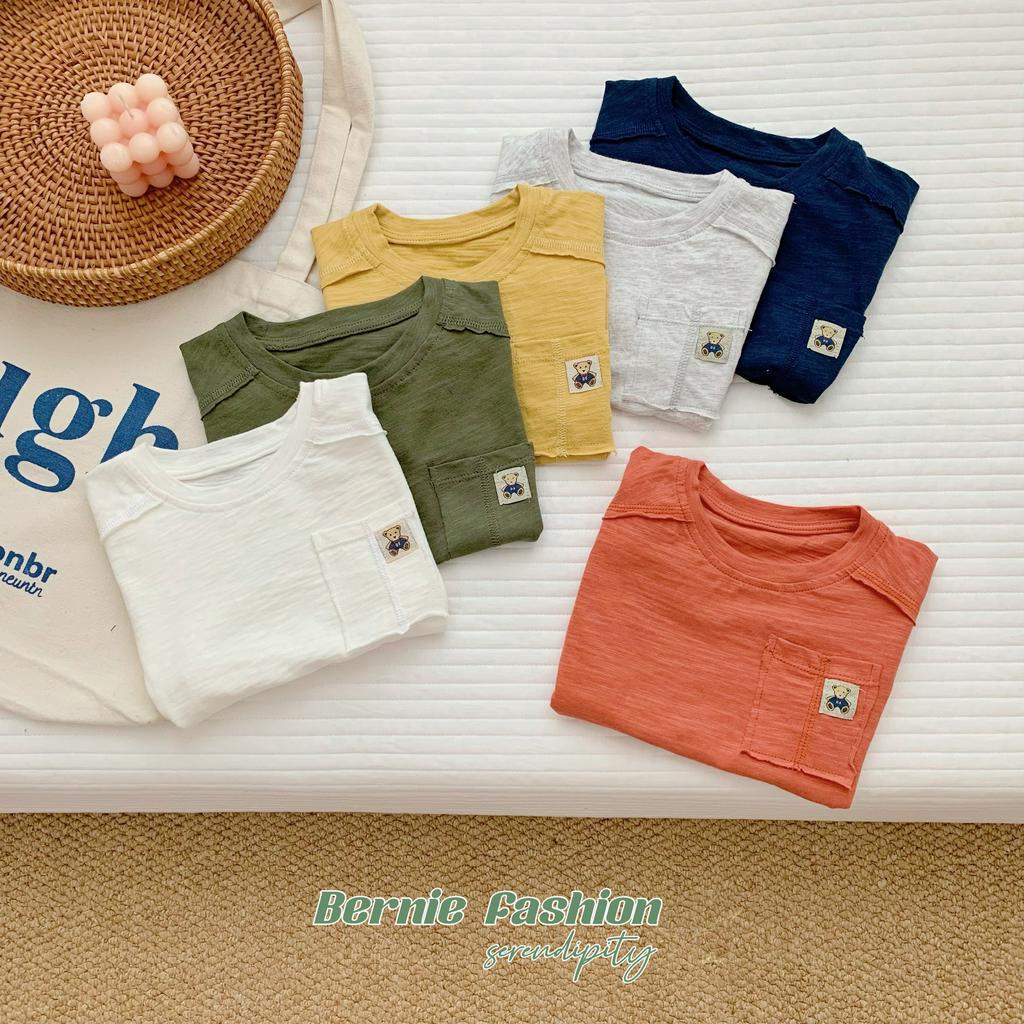 Áo thun ba lỗ tanktop áo thun sát nách bé trai có túi thêu gấu nổi bật cool ngầu phong cách hàn quốc từ 9 đến 24kg