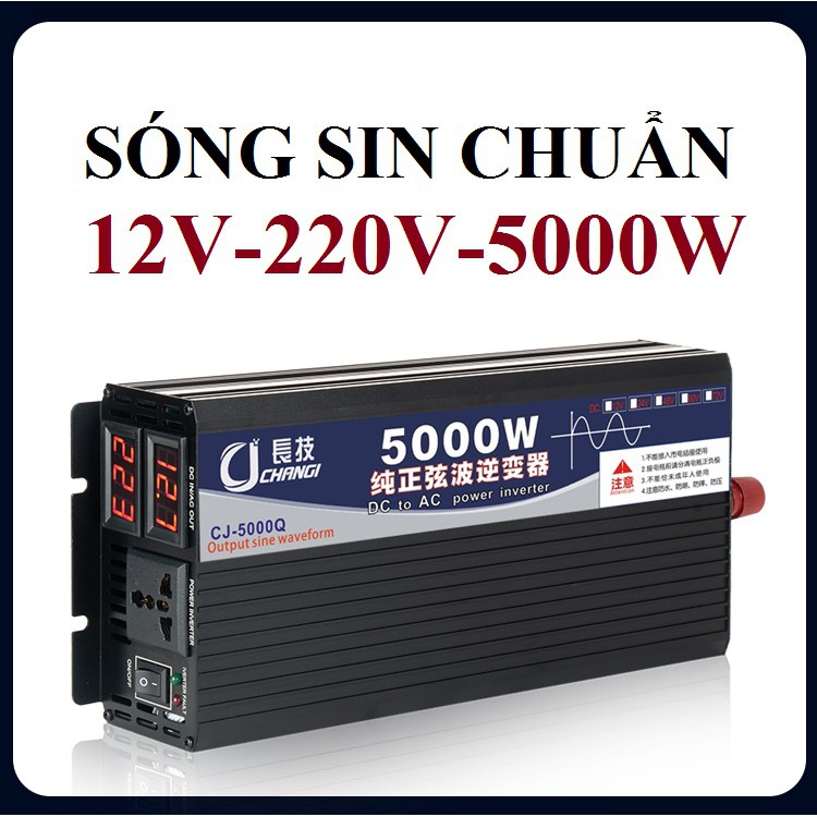 [Sóng Sin chuẩn] Bộ đổi nguồn inverter 12v/24V lên 220v 5000W