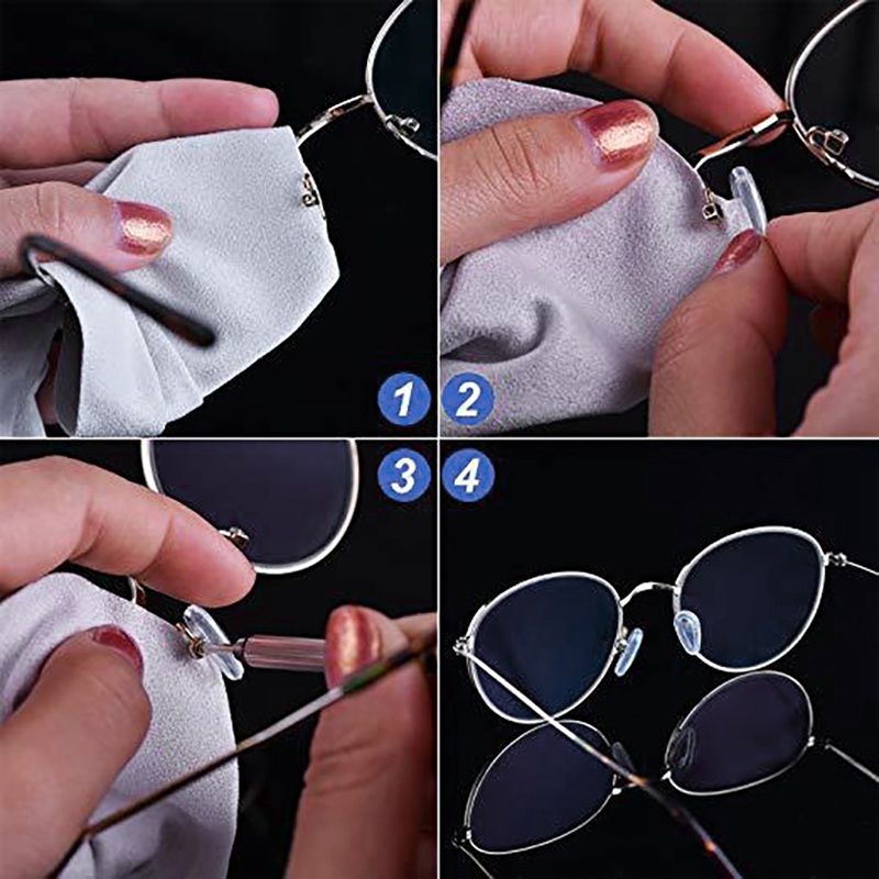 Bộ 10 Cặp Đệm Mũi Silicone Sửa Chữa Mắt Kính + Ốc Vít + Tuốc Nơ Vít Mini