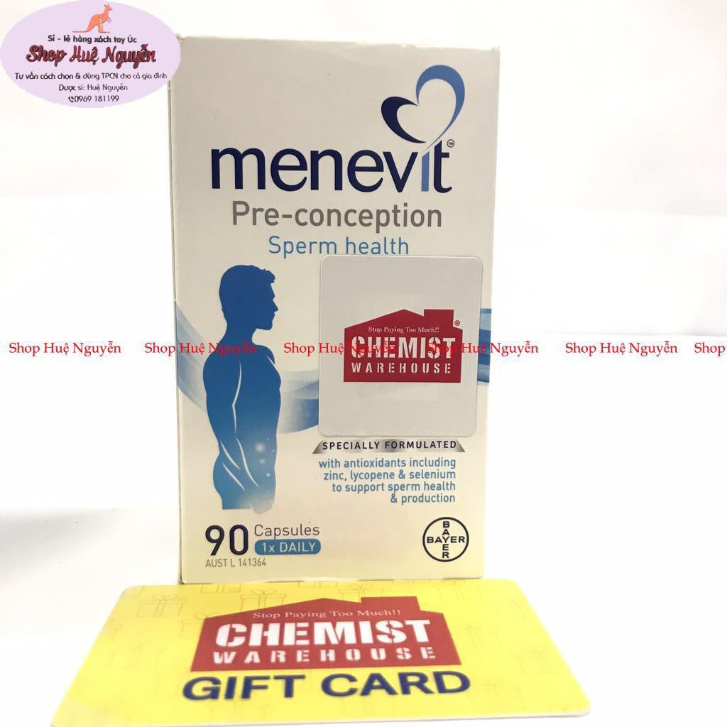 Menevit Úc - Vitamin tổng hợp cho nam giới giúp tăng khả năng thụ thai - MẪU MỚI 2021 lọ 30 viên và 90 viên