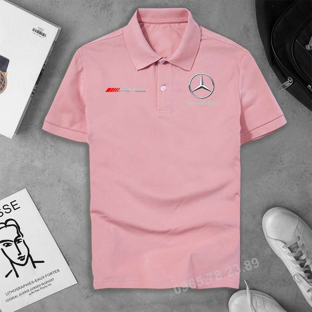 Áo thun polo cao cấp cổ bẻ Mercedes AMG đỏ - Áo sang trọng, cotton thoáng mát, không xù lông