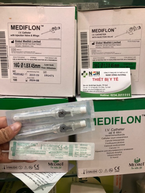 ✅  Kim luồn tĩnh mạch kim catheter tiêm truyền tĩnh mạch MEDIKIT MEDIFLON Ấn độ size SỐ 16G 18 20g 22g 24G