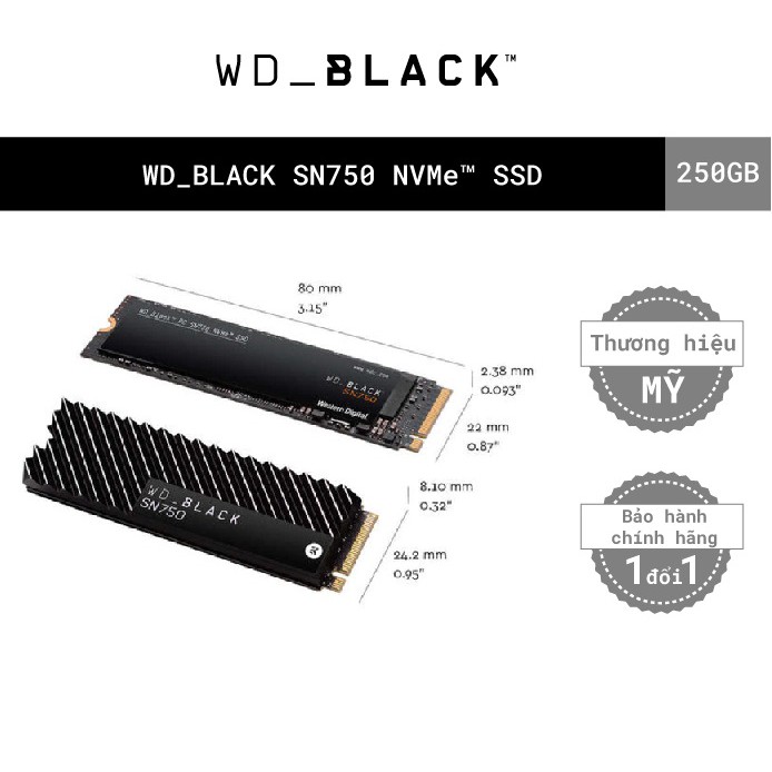 Ổ cứng SSD WD Black 250GB SN750 M.2 PCIe Gen3 x4 NVMe | WebRaoVat - webraovat.net.vn