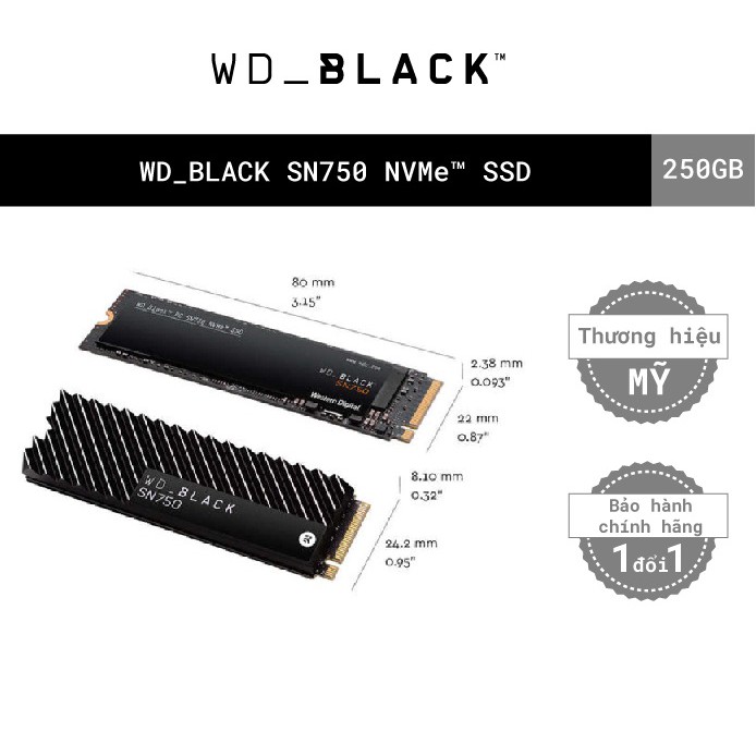 Ổ Cứng SSD Western Digital WD BLACK SN750 250GB M.2 2280 NVMe - WDS250G3X0C